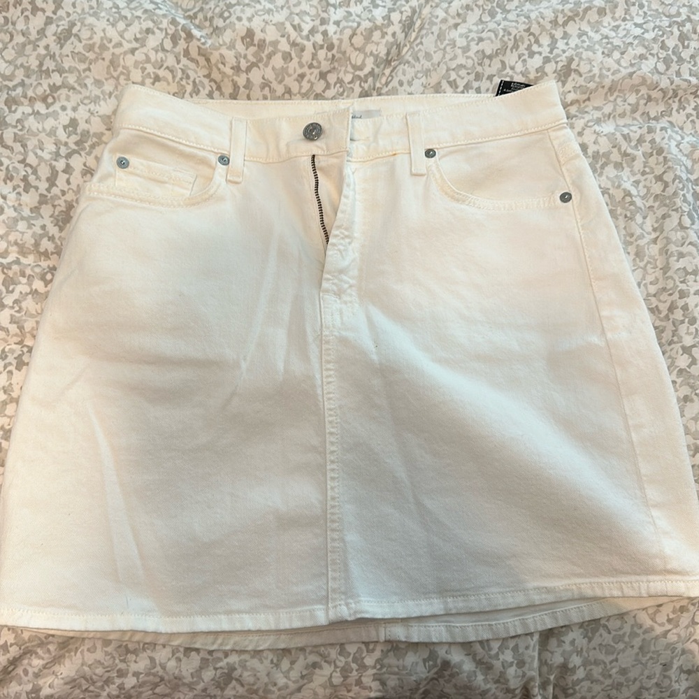 7 FOR ALL MANKIND White High Rise Denim Skirt